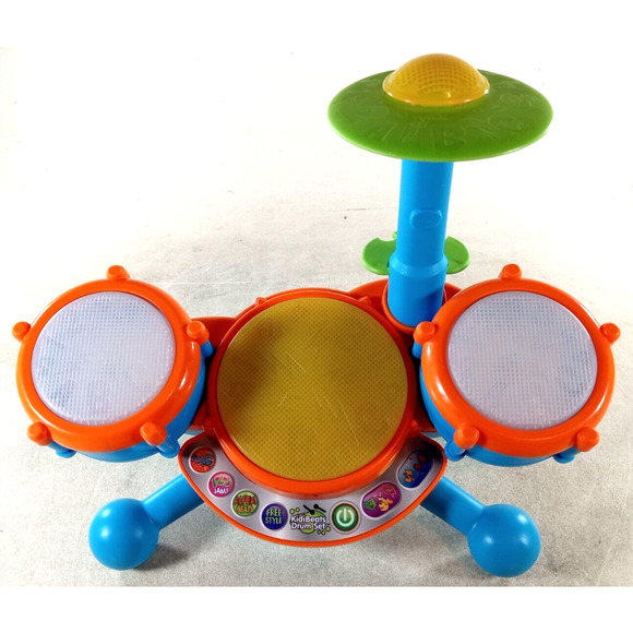VTech KidiBeats Kids Drum Set Orange & Blue No Drumsticks - Picture 1 of 5